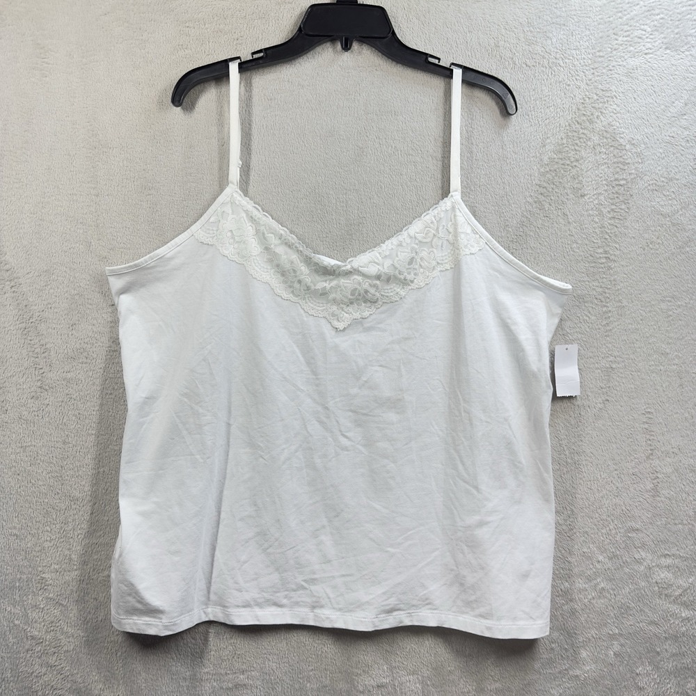 Simply Emma Lace Trim Cami Womens 2X White Tank Top Y2K Style